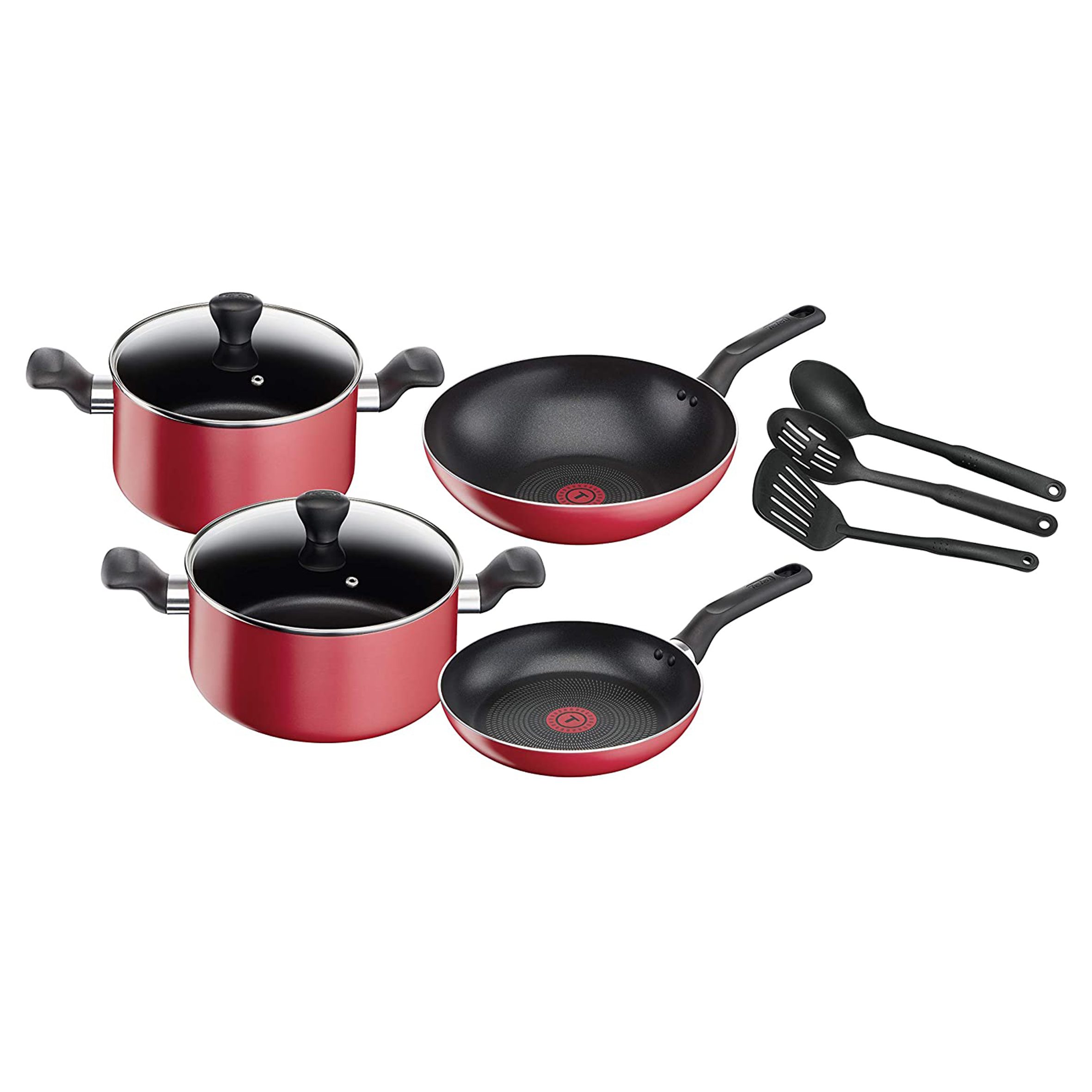 سرویس قابلمه و تابه 9 پارچه تفال مدل TEFAL SuperCook رنگ قرمز( ضمانت اصالت کالا و ضمانت سالم رسیدن کالا به دست مشتری)